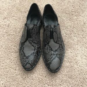 Freda salvador black leather snakeskin loafers